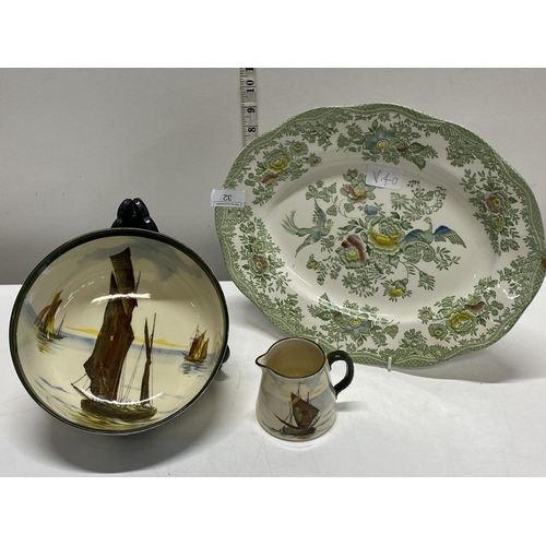 32 - Two pieces of Royal Doulton and a Wedgewood meat plate