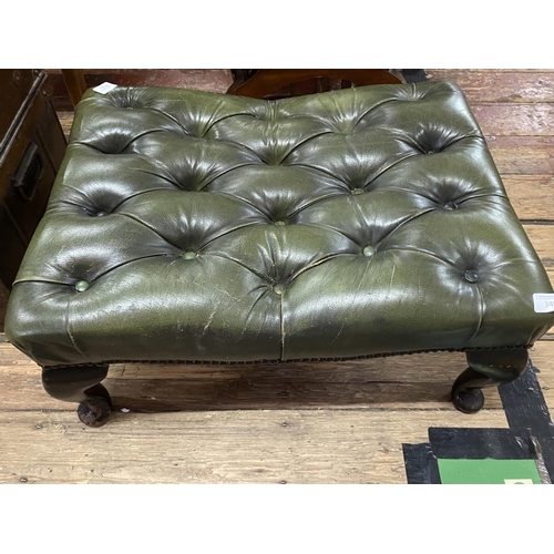 349 - A Chesterfield style leather footstool shipping unavailable