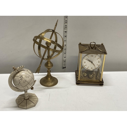 45 - Three assorted collectables including a brass carriage clock