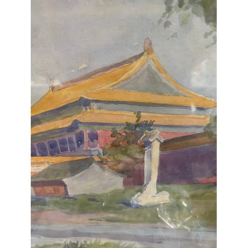 28 - A signed Chinese watercolour 59x40cm, shipping unavailable