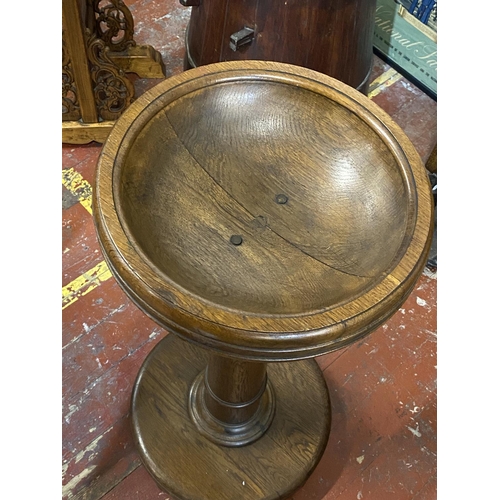 395 - A antique Victorian Oak font h87cm, shipping unavailable