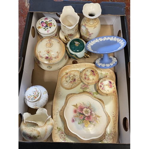 406 - A selection of assorted ceramics including Wedgewood Jasperware and Crown Devon