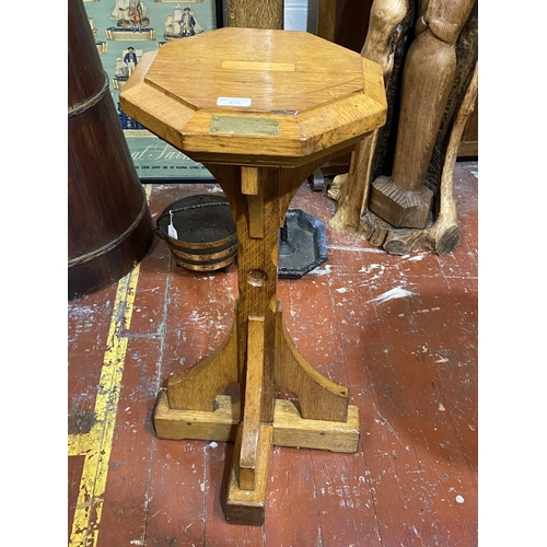 364 - A Oak font stand h80cm, shipping unavailable