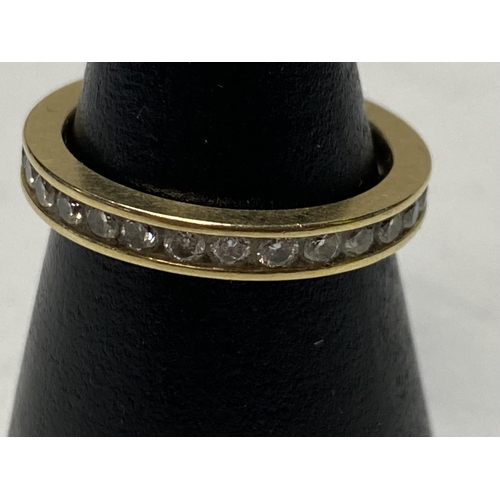 111 - A 18ct gold and diamond full eternity ring 3.90g. Size N. Approx 1ct of diamonds total.