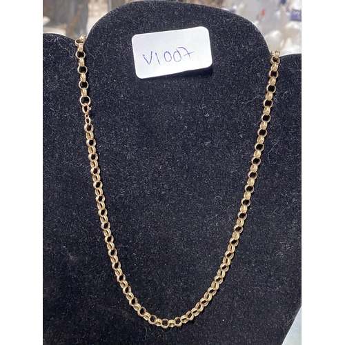 119 - A 9ct gold belcher chain necklace 14.14g. Fully hallmarked. 46cm in length.