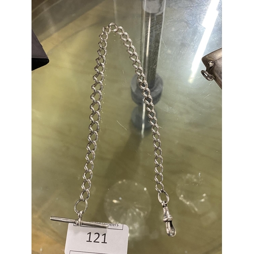 121 - A hallmarked silver albert chain with T-bar