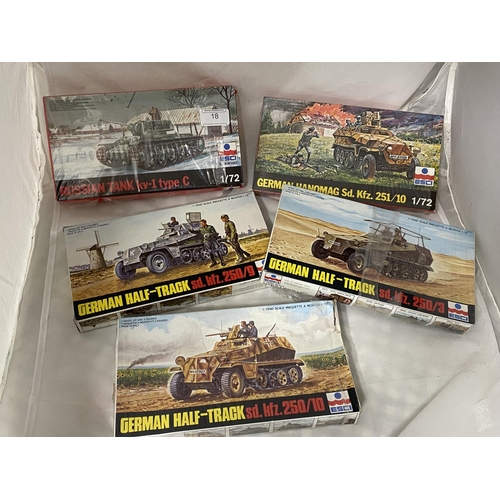 18 - Five assorted Esci model kits (unchecked)