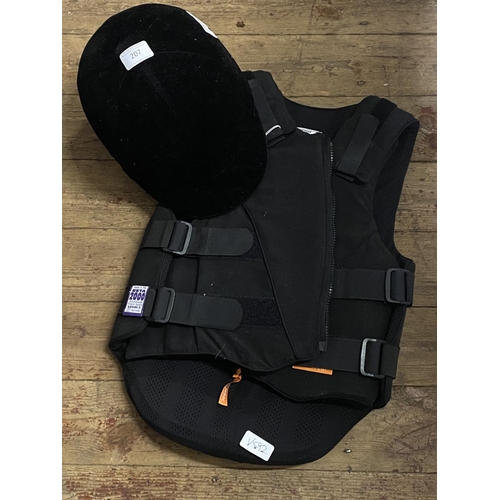 207 - A horse riding safety helmet and body armour