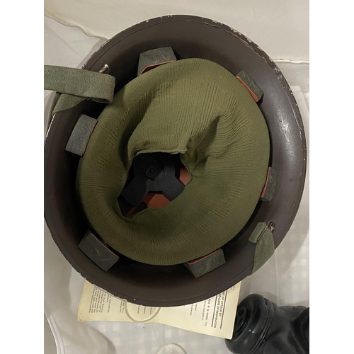 3 - A 1970's British Military helmet and respirator