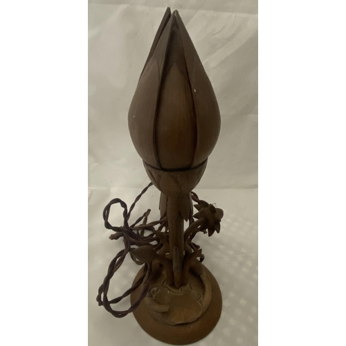 51 - A brass bell and a novelty wooden table lamp a/f