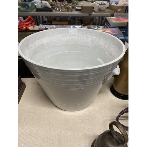 53 - A large ceramic Victorian milking pail d35 x h25cm, shipping unavailable