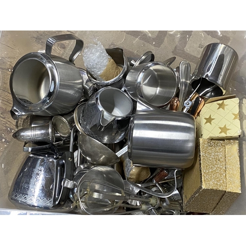 72 - A large selection of stainless steel, and other metal wares Shipping unavailable