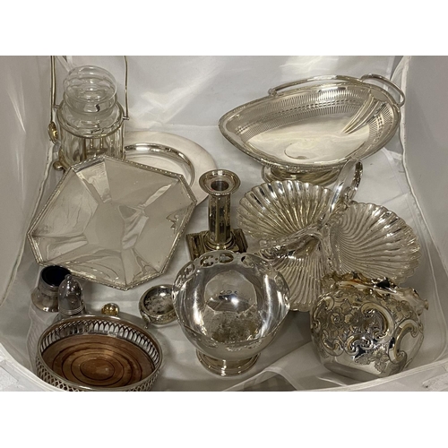 81 - A box of assorted silver plated ware