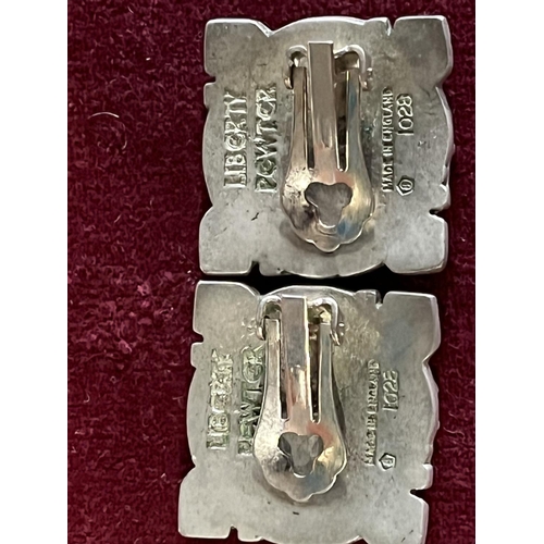350 - A pair of vintage Liberty pewter clip on earrings