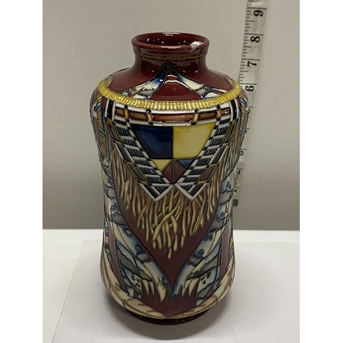 117 - A boxed rare limited edition Moorcroft 'Indian Nation'  vase 1/3 by Paul Hilditch h21cm