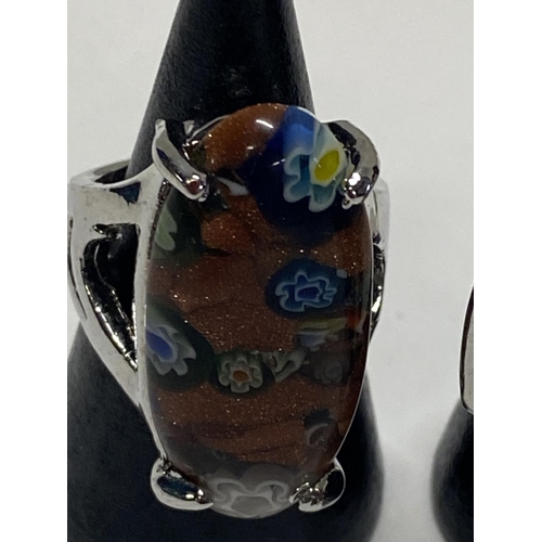 172 - Five assorted millefiori style dress rings