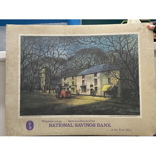 308 - Three large vintage National Savings Bank advertising posters, 60x79cm shipping unavailable