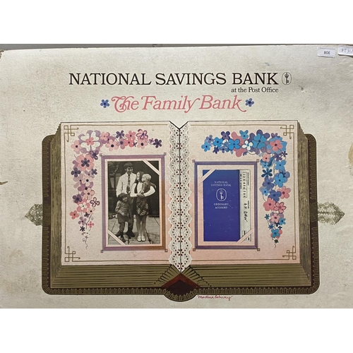 308 - Three large vintage National Savings Bank advertising posters, 60x79cm shipping unavailable