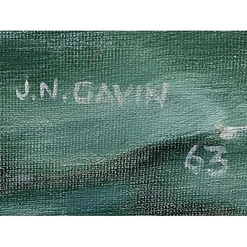 310 - A oil on board signed J N Gavin 1963 67x79cm, shipping unavailable