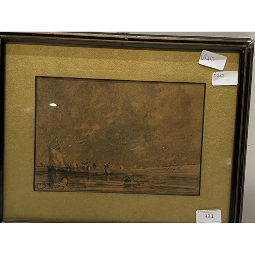 331 - A Victorian signed charcoal sketch by George Sheffield dated 1889, 30x38cm