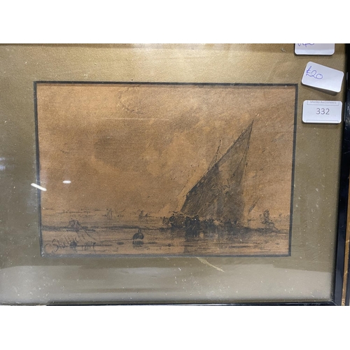 332 - A Victorian signed charcoal sketch by George Sheffield dated 1880, 30x38cm