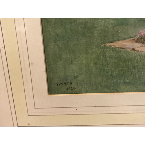 297 - A framed watercolour by artist W. Nyth 1924 58cmx49cm, shipping unavailable