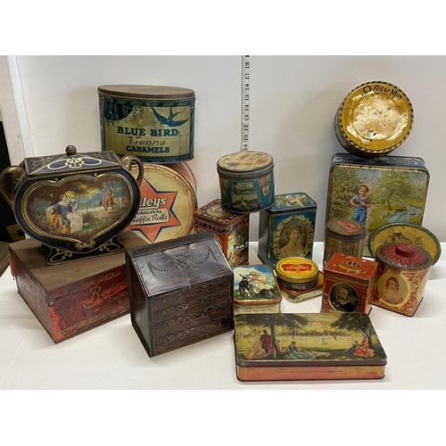 A large selection of vintage and antique tins