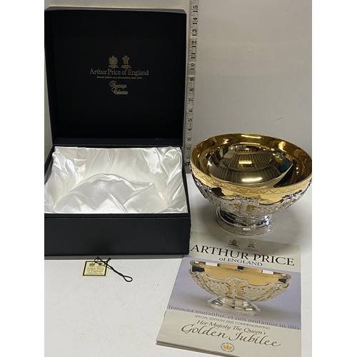 270 - A boxed Arthur Price limited special edition silver plated bowl commemorating HM the Queen Golden Ju... 