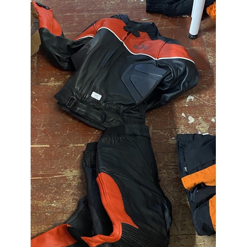 307 - A set of Euro leather motorbike trousers and jacker size 42