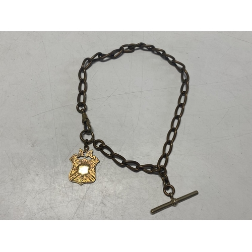 204 - A base metal Albert chain and fob