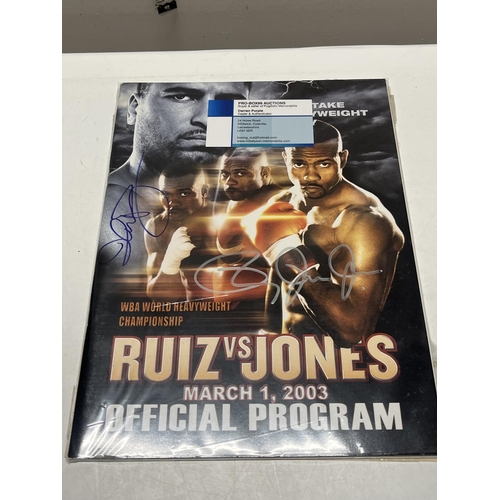 310 - A Ruiz VS Jones official programme signed by Ruiz and Roy Jones Jr