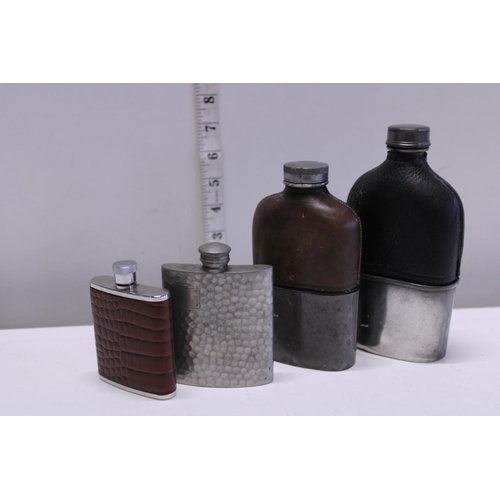 333 - Four assorted vintage hip flasks