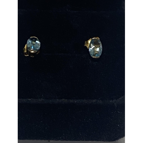 148 - A  pair of 9ct gold & blue topaz earrings.