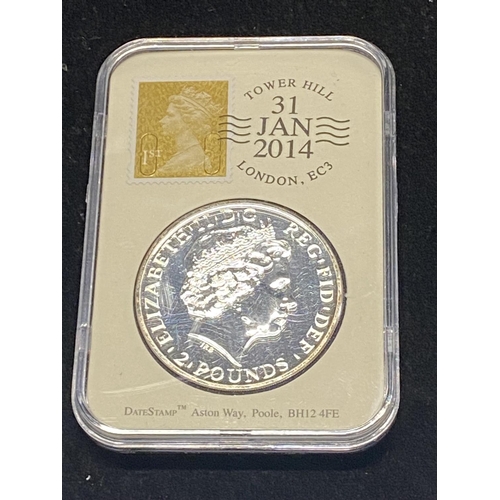 176 - A solid silver £2 proof coin for the 2014 year of the horse.