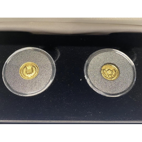 184 - A limited edition pair of 9ct gold proof coins celebrating The Queen Elizabeth II longest reigning M... 