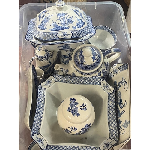 256 - A large selection of Yuan blue & white bone china.  shipping unavailable