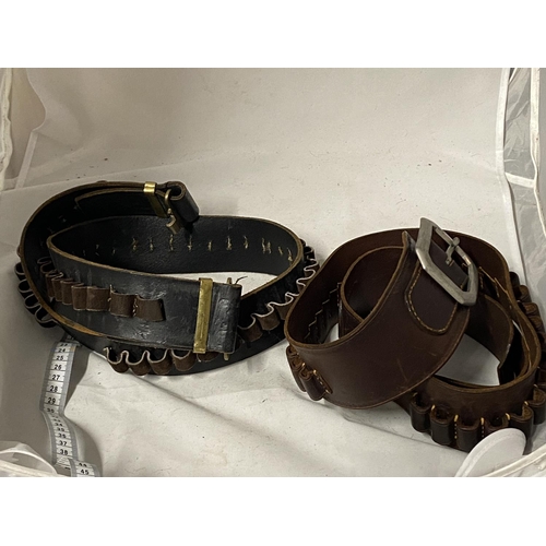 33 - Two vintage leather gun cartridge belts