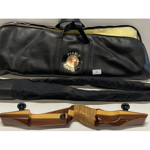 45 - A hand made by Border Archery Mellerstain Gordon Scotland hunting bow in carry case. Reg Number RO11... 