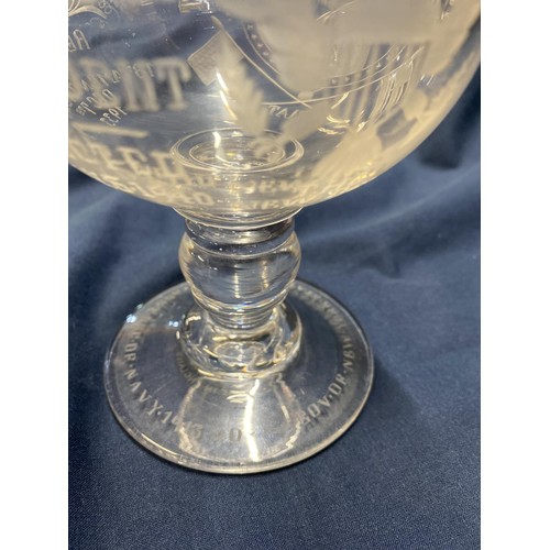 198 - A large American limited edition glass chalice celebrating Franklin D Roosevelt 32nd President of US... 