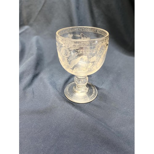 198 - A large American limited edition glass chalice celebrating Franklin D Roosevelt 32nd President of US... 