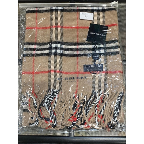 86 - A new with tags Burberry 100% lambs wool tan shawl 206 x 70cm