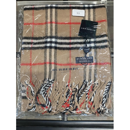 93 - A new with tags Burberry 100% lambs wool tan shawl 206 x 70cm