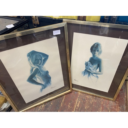367 - Two vintage semi nude prints. Shipping unavailable