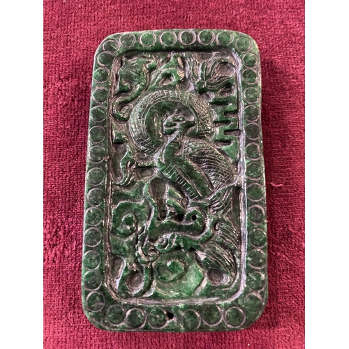 119 - A 18th century Chinese Jade plaque of a dragon on one side and phoenix on the other