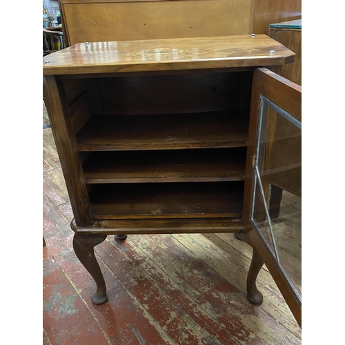 371 - A small vintage Edwardian glazed cabinet with inlay decoration to top 57x37x75cm. Shipping unavailab... 