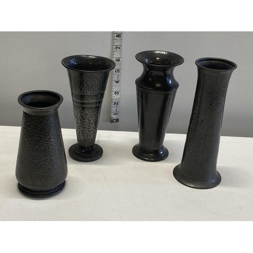 14 - Four pewter vases