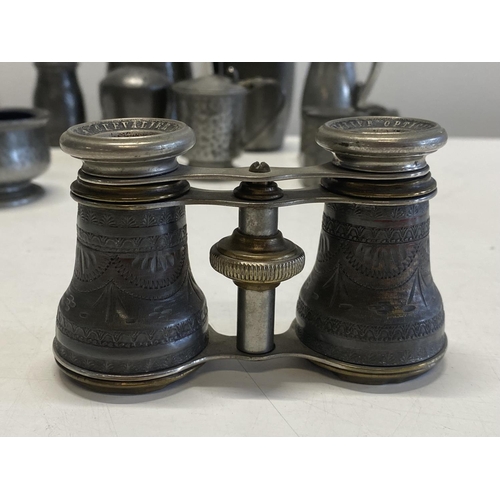 15 - A selection of pewter wares including condiment pots