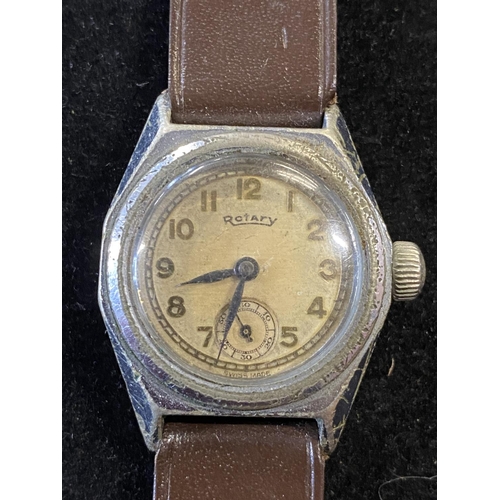 239 - A vintage military style Rotary tre-tacche watch ticking at time of cataloguing