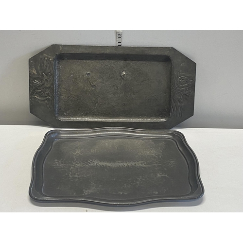 3 - A good quality English pewter tray and one other