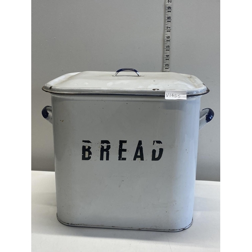 34 - A vintage enamel bread bin.Shipping unavailable